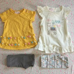 Savannah Girls Fiesta and Llama Tops + 2 Shorts